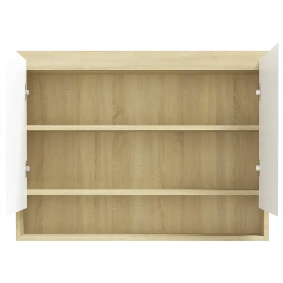 Spiegelkasten-vidaXL - Spiegelkast - Wit - MDF