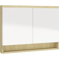 Spiegelkasten-vidaXL - Spiegelkast - Wit - MDF