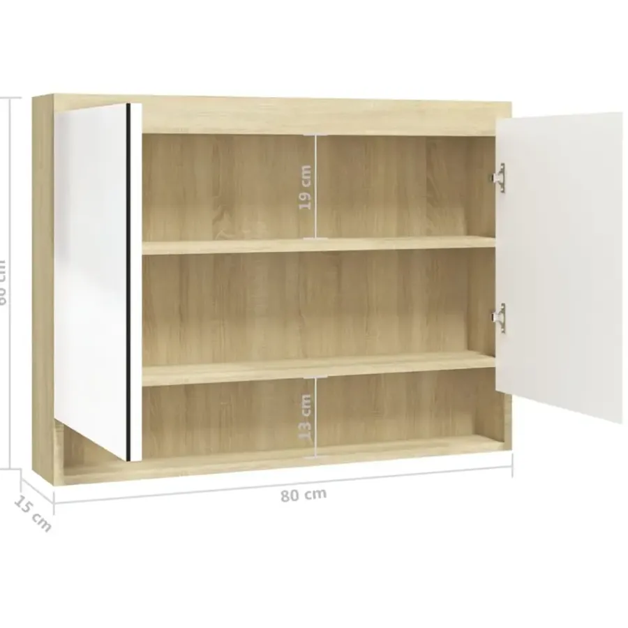 Spiegelkasten-vidaXL - Spiegelkast - Wit - MDF