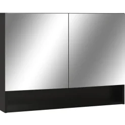 Spiegelkasten-vidaXL - Spiegelkast - Zwart - MDF