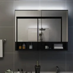 Spiegelkasten-vidaXL - Spiegelkast - Zwart - MDF