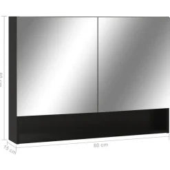 Spiegelkasten-vidaXL - Spiegelkast - Zwart - MDF