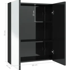 Spiegelkasten-vidaXL - Spiegelkast - Zwart - MDF