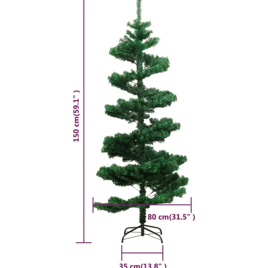 Kerstbomen-vidaXL - Spiraalkerstboom - Groen - 150 x 80 cm