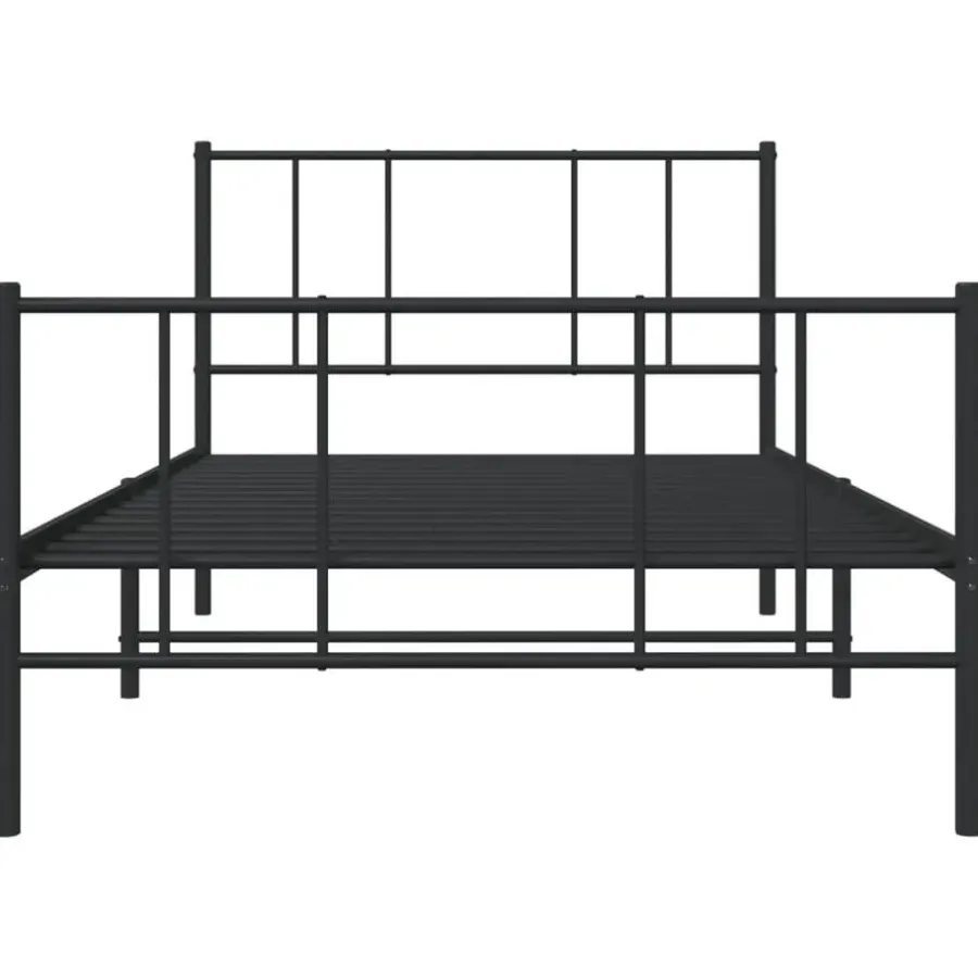 vidaXL - Staal Bed frame met hoofd- en voeteneinde - Zwart - Metaal - 90x200 cm