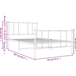 vidaXL - Staal Bed frame met hoofd- en voeteneinde - Zwart - Metaal - 90x200 cm
