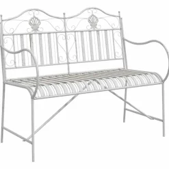 vidaXL - Staal Tuinbank - Wit - 103,5x59x89 cm