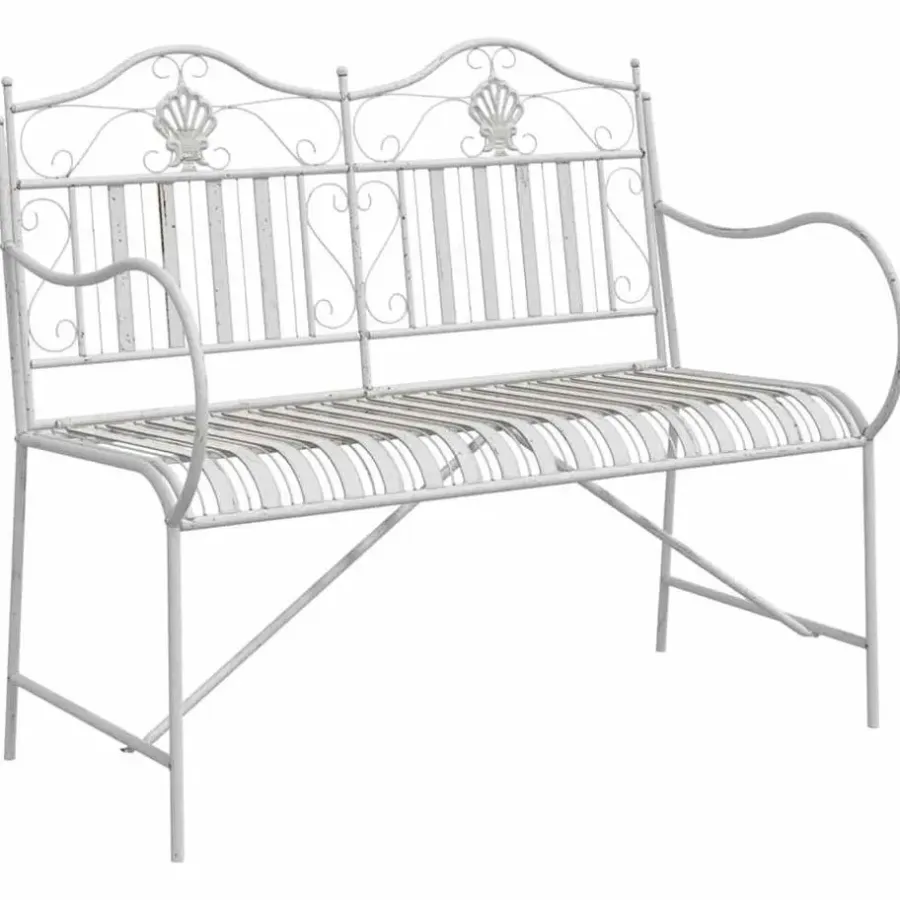 vidaXL - Staal Tuinbank - Wit - 103,5x59x89 cm