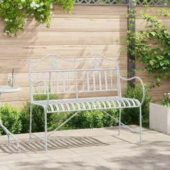 vidaXL - Staal Tuinbank - Wit - 103,5x59x89 cm