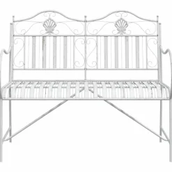 vidaXL - Staal Tuinbank - Wit - 103,5x59x89 cm