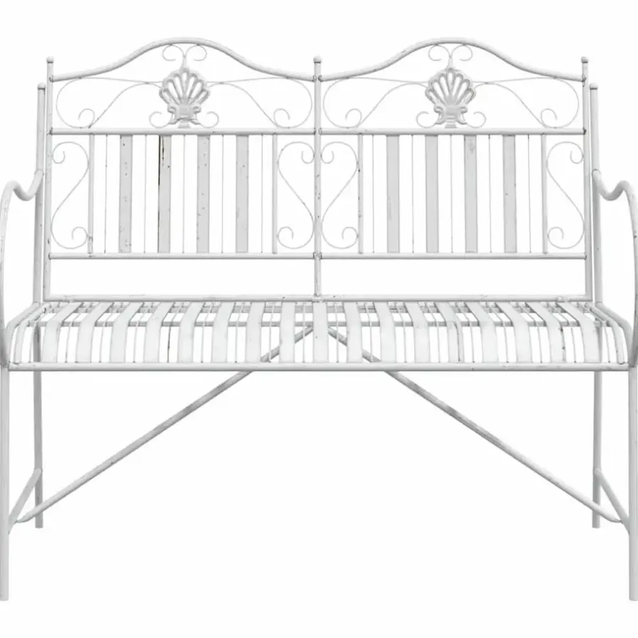 vidaXL - Staal Tuinbank - Wit - 103,5x59x89 cm