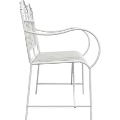 vidaXL - Staal Tuinbank - Wit - 103,5x59x89 cm