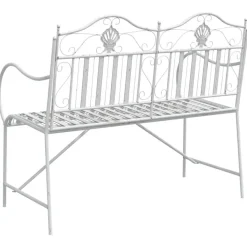vidaXL - Staal Tuinbank - Wit - 103,5x59x89 cm