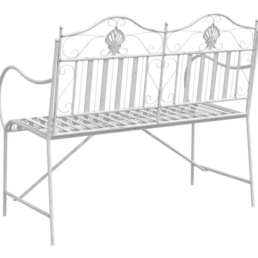 vidaXL - Staal Tuinbank - Wit - 103,5x59x89 cm