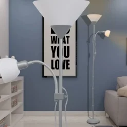 Staande Lampen-vidaXL - Staande Lamp - Grijs - Staal