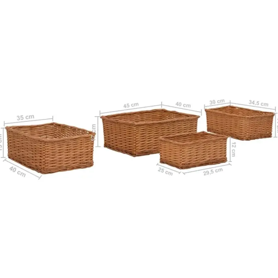 Opbergmanden-vidaXL - Stapelbare Mandenset - Bruin - Wicker