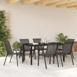 vidaXL - Stapelbare Tuinstoel - Zwart - Stof