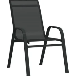 vidaXL - Stapelbare Tuinstoel - Zwart - Stof