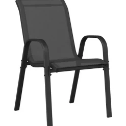 vidaXL - Stapelbare Tuinstoel - Zwart - Stof