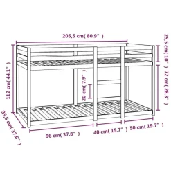 vidaXL - Stapelbed met zijladder - Wit - Massief grenenhout - 90x200 cm