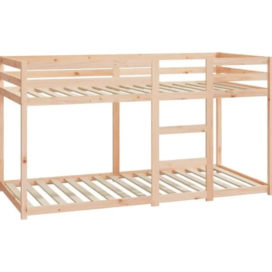 vidaXL - Stapelbed met zijladder - Naturel - Massief grenenhout - 90x200 cm