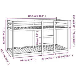 vidaXL - Stapelbed met zijladder - Naturel - Massief grenenhout - 90x200 cm