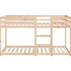 vidaXL - Stapelbed met zijladder - Naturel - Massief grenenhout - 90x200 cm