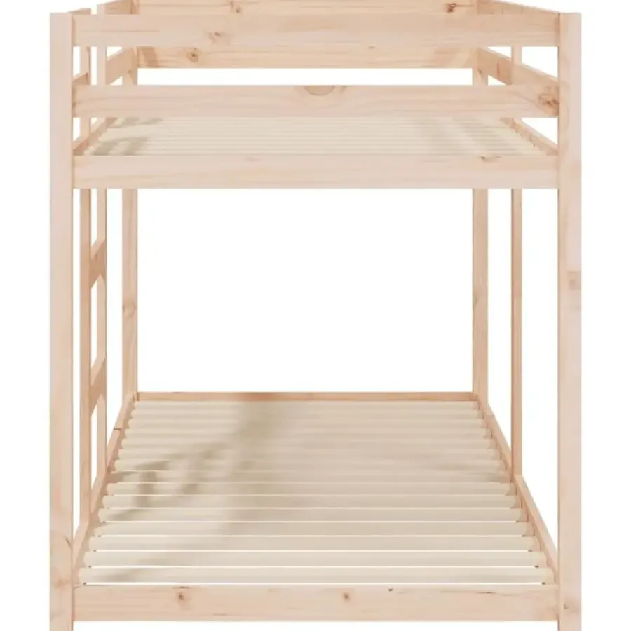 vidaXL - Stapelbed met zijladder - Naturel - Massief grenenhout - 90x200 cm