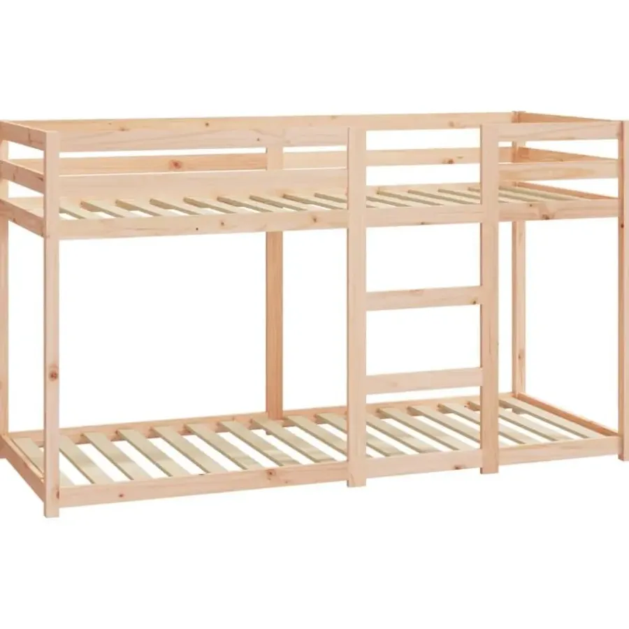 Kinderbedden-vidaXL - Stapelbed met zijladder - Naturel - Massief grenenhout - 75x190 cm