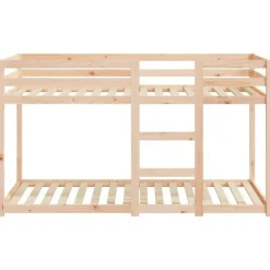 Kinderbedden-vidaXL - Stapelbed met zijladder - Naturel - Massief grenenhout - 75x190 cm