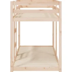 Kinderbedden-vidaXL - Stapelbed met zijladder - Naturel - Massief grenenhout - 75x190 cm
