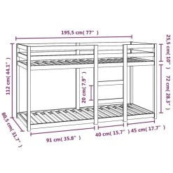 vidaXL - Stapelbed met zijladder - Wit - Massief grenenhout - 75x190 cm