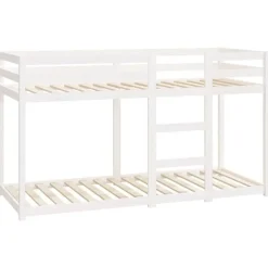 vidaXL - Stapelbed met zijladder - Wit - Massief grenenhout - 75x190 cm