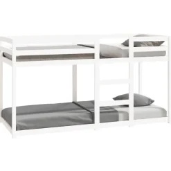 Kinderbedden-vidaXL - Stapelbed met zijladder - Wit - Massief grenenhout - 80x200 cm