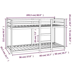 Kinderbedden-vidaXL - Stapelbed met zijladder - Wit - Massief grenenhout - 80x200 cm