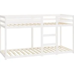 Kinderbedden-vidaXL - Stapelbed met zijladder - Wit - Massief grenenhout - 80x200 cm