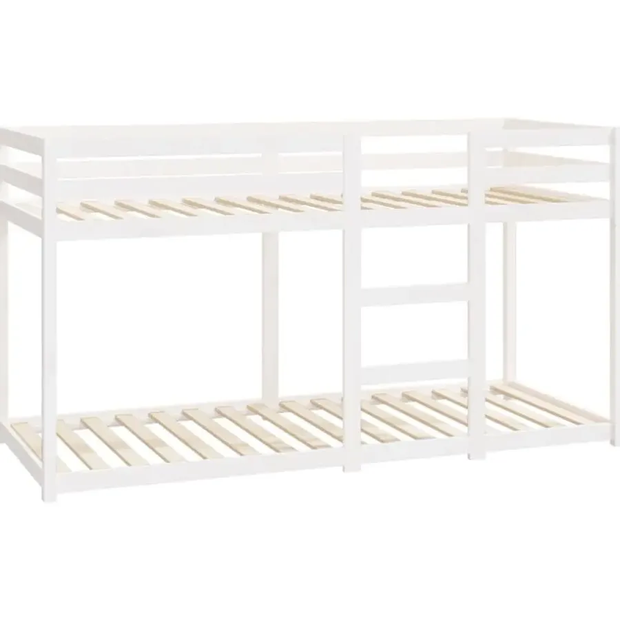 Kinderbedden-vidaXL - Stapelbed met zijladder - Wit - Massief grenenhout - 80x200 cm