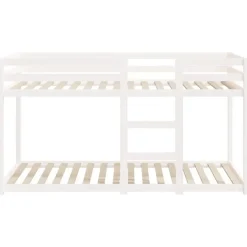 Kinderbedden-vidaXL - Stapelbed met zijladder - Wit - Massief grenenhout - 80x200 cm