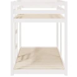 Kinderbedden-vidaXL - Stapelbed met zijladder - Wit - Massief grenenhout - 80x200 cm