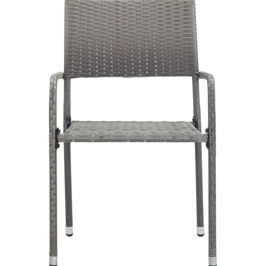 vidaXL - Stapelstoelen - Grijs - Poly rattan - 2 stuks