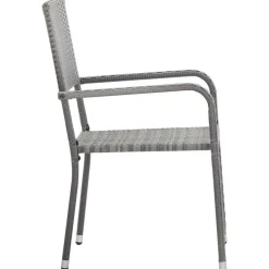 vidaXL - Stapelstoelen - Grijs - Poly rattan - 2 stuks