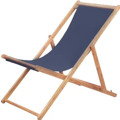 vidaXL - Strandstoel - Blauw - Stof
