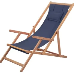 Kamperen En Outdoor-vidaXL - Strandstoel - Blauw - Stof