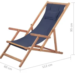 Kamperen En Outdoor-vidaXL - Strandstoel - Blauw - Stof