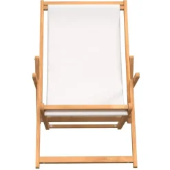 vidaXL - Strandstoel - Crème - Teakhout - Inklapbaar