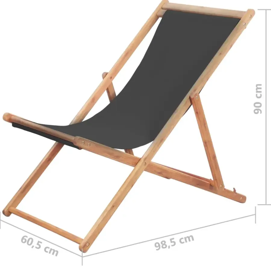 Kamperen En Outdoor-vidaXL - Strandstoel - Grijs - Stof