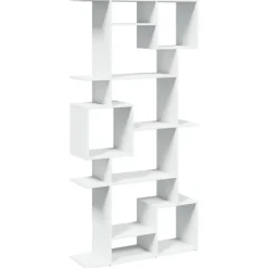 Boekenkasten|Boekenkasten-vidaXL - Symmetrische Boekenkast met vakken - Wit - Bewerkt hout - 92x29x188 cm