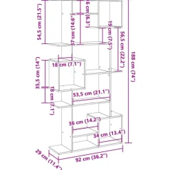 Boekenkasten|Boekenkasten-vidaXL - Symmetrische Boekenkast met vakken - Wit - Bewerkt hout - 92x29x188 cm