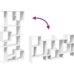 Boekenkasten|Boekenkasten-vidaXL - Symmetrische Boekenkast met vakken - Wit - Bewerkt hout - 92x29x188 cm