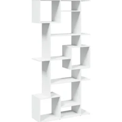 Boekenkasten|Boekenkasten-vidaXL - Symmetrische Boekenkast met vakken - Wit - Bewerkt hout - 92x29x188 cm